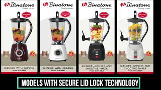 BINATONE Blender  Safety Lid Lock System  How To Guide [upl. by Sikram]