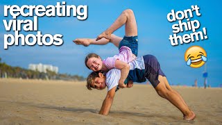 RECREATING VIRAL COUPLES PHOTOS Acrobat vs Gymnast [upl. by Amyaj]