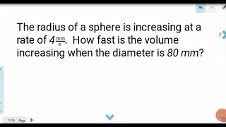 RELATED RATES SPHERE Volume Problem [upl. by Eybbob]