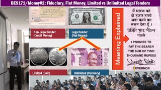 BES171Money2 Limited vs Unlimited Legal Tenders Fiat amp Fiduciary Money Gold standard [upl. by Anoyk]