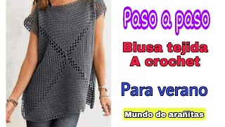 Blusa a Crochet Fácil paso a paso en español para Verano [upl. by Levin]