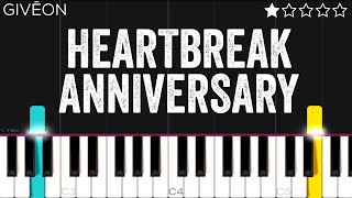 Giveon  Heartbreak Anniversary  EASY Piano Tutorial [upl. by Milty]