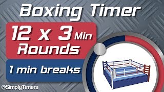 12 Round Boxing Match  Training Timer  12 x 3min with 1 min Breaks [upl. by Healey]