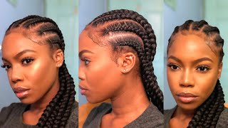 EASY FEEDIN CORNROWS PROTECTIVE STYLE ON NATURAL HAIR HOW TO CORNROW YOUR OWN HAIR [upl. by Zere]