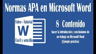 Vídeo 8 hacer introducción y conclusión en un trabajo de Word según normas APA sexta edición [upl. by Neel9]