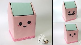 How To Make cute Trash bin From Cardboard  Waste Material Craft Ideas [upl. by Amerd]