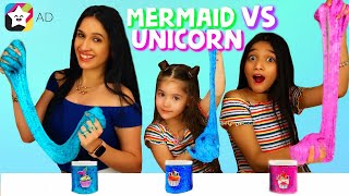 Mermaid VS Unicorn Slime Challenge PopJam [upl. by Annenn]