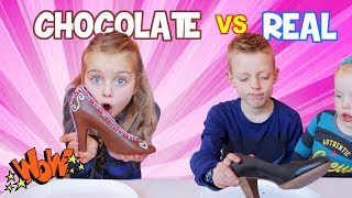 CHOCOLATE vs REAL CHALLENGE ♥DeZoeteZusjes♥ [upl. by Sidnak]