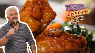 FRIED Spare Ribs and YAM Fried Chicken  Diners Driveins and Dives with Guy Fieri  Food Network [upl. by Htezzil]