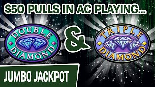 💎 50 Pulls on Double amp Triple DIAMOND Slots 🏖 JACKPOT in Atlantic City [upl. by Otsuaf]