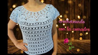 Tutorial Blusa Betty Facil y Rapido Parte 1 Crocheteando con la Comadre💖👠💄💋 [upl. by Audrie780]