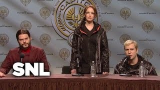 Hunger Games Press Conference  Saturday Night Live [upl. by Akehsat544]