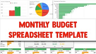 Monthly Budget Planner Spreadsheet Template for Google Sheets and Excel [upl. by Lesnah]