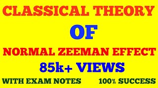 CLASSICAL THEORY OF NORMAL ZEEMAN EFFECT  EXPLANATION OF NORMAL ZEEMAN EFFECT  WITH EXAM NOTES [upl. by Tabor357]