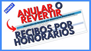 🔴ANULAR Recibos por Honorarios PAGADO 2021  SUNAT [upl. by Brightman830]