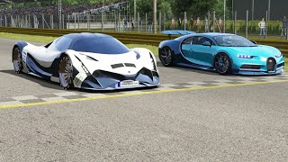 Devel Sixteen vs Bugatti Chiron at Monza Full Course [upl. by Durgy]