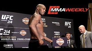 UFC 214 Official WeighIns Jon Jones Pulls Shorts Down [upl. by Herson456]