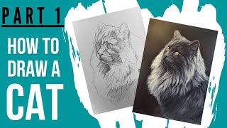 Painting A Cat in Acrylics  PART 1 HOW TO DRAW A CAT [upl. by Etnovad]