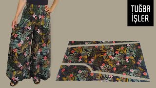 Very Easy Rushed Palazzo Trousers Cutting and Sewing  Tuğba İşler [upl. by Estrin]