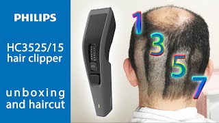 Philips HC352515 Hair Clipper Unboxing and Haircut [upl. by Eyk]