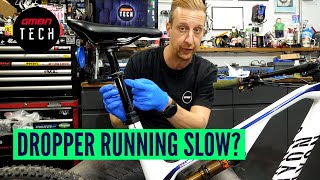 How To Service A Slow MTB Dropper Post  Mountain Bike Maintenance [upl. by Brennen]