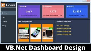 VBNet  How To Design a Basic Dashboard In WindowsForm With No FrameWork And With Free Source Code [upl. by Ailongam]