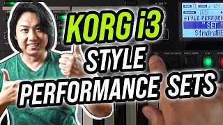 Using PERFORMANCE STYLE SETS in Korg i3 Workstation Keyboard [upl. by Mairb784]