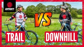 Trail Bike Vs Downhill Mountain Bike Challenges [upl. by Ettenhoj]