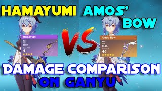 Amos Bow VS Hamayumi Ganyu Damage Comparison  Genshin Impact [upl. by Tega]