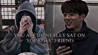 Jungkook FF Oneshot  YOU ACCIDENTALLY SAT ON YOUR BESTFRIEND  AllyTomsFrosting [upl. by Nireves]