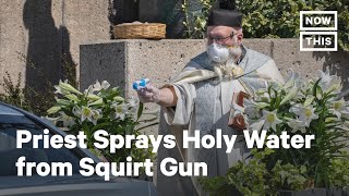 Priest Sprays Congregants with Holy Water from Squirt Gun  NowThis [upl. by Ylloh985]