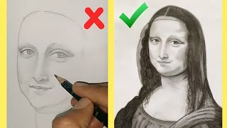 HOW TO DRAW MONALISA Step by step for beginners  PENCIL DRAWING [upl. by Darian590]