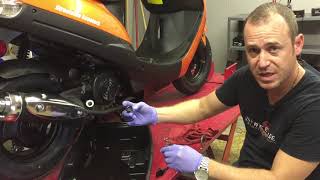 How to 50cc Scooter Oil Change The Easy Way 49cc  150cc GY6 [upl. by Oilegor46]