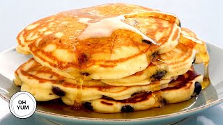 Professional Baker Teaches You How To Make BLUEBERRY PANCAKES [upl. by Nilkcaj]