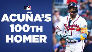 100 Ronald Acuña Jr smashes his 100th career home run vs Cardinals [upl. by Deloris459]