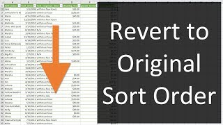 How To Retain Or Revert Back To Original Sort Order In Excel [upl. by Aelahc]