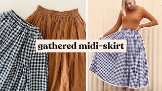 DIY Gathered MidiSkirt With Pockets  How To Make A Gathered Skirt [upl. by Danziger]