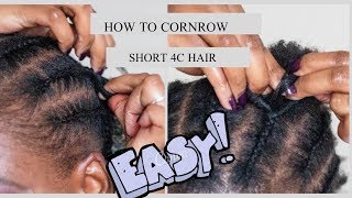 How To Cornrow YOUR OWN Hair  Short Natural Hair Tutorial  BEGINNER FRIENDLY [upl. by Nicolina172]