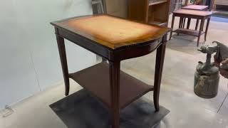 Refinishing traditional leathertop end tables [upl. by Eimat]