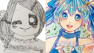 【7年間】小1〜中1イラスト成長記録age713【アナログ・コピック】 [upl. by Atikcir466]