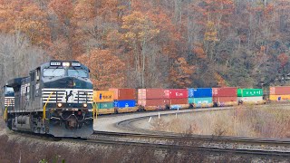 3 Trains Climbing Horseshoe Curve Altoona PA Norfolk Southern and Amtrak [upl. by Ariel]