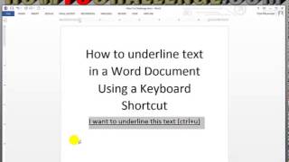 How to Underline Text in a Word Document Using a Keyboard Shortcut [upl. by Adrell763]