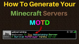 How To Generate Format And Add Color To Your Minecraft Servers Message Of The Day MOTD [upl. by Girard]