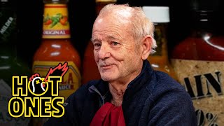 Bill Murray Doesn’t Flinch While Eating Spicy Wings  Hot Ones [upl. by Aihsot]