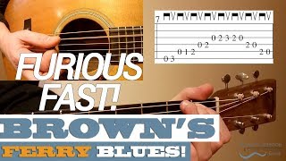 FURIOUS Fast 140 BPM quotBrowns Ferry Bluesquot Guitar Lesson with TAB [upl. by Goodkin242]