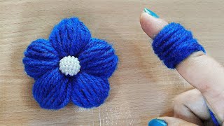 Amazing Woolen Flower Craft Idea using Finger  Easy Woolen Flower Making [upl. by Bertila691]