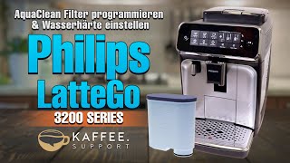 Philips LatteGo 3200 series EP324670 AquaClean Filter programmieren amp Wasserhärte einstellen [upl. by Savell]