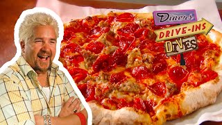 NOT Average Sausage amp Pepperoni Pizza  Diners Driveins and Dives with Guy Fieri  Food Network [upl. by Ardith]