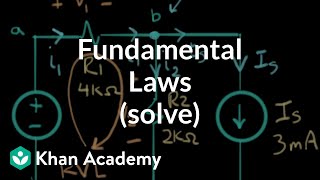 Application of the fundamental laws solve  Electrical engineering  Khan Academy [upl. by Chloette]