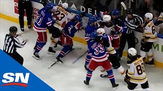 Brad Marchand Picks A Fight And Tempers Flare Between Bruins amp Rangers [upl. by Leirbma]